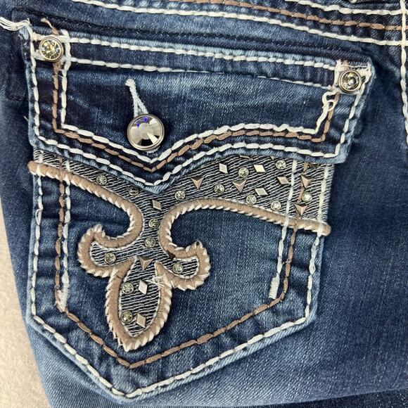 Rock Revival Women's Jeans Size 27 (4) Avery Straight Biker Moto Bling Crystal - Picture 11 of 16